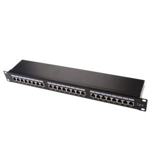 1U 24 Port CAT6 Shielded STP Network Patch Panel For 10GBase-T Ethernet
